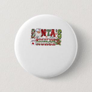 Badge Rond 5 Cm Infirmière préférée du Père Noël, infirmière joyeu