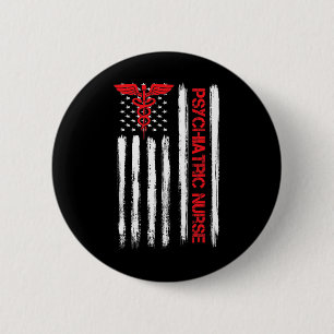 Badge Rond 5 Cm Infirmière psychiatrique Drapeau américain Rn Sant