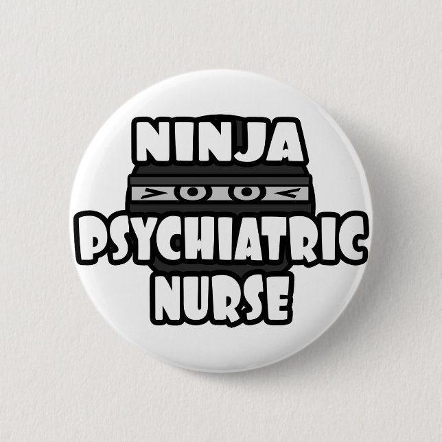 Badge Rond 5 Cm Infirmière psychiatrique Ninja (Devant)