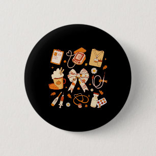 Badge Rond 5 Cm Infirmière reconnaissante Automne Stéthoscope Coqu