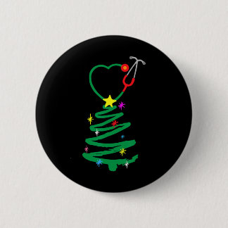 Badge Rond 5 Cm Infirmière sapin de Noël Stethoscope Infirmières X