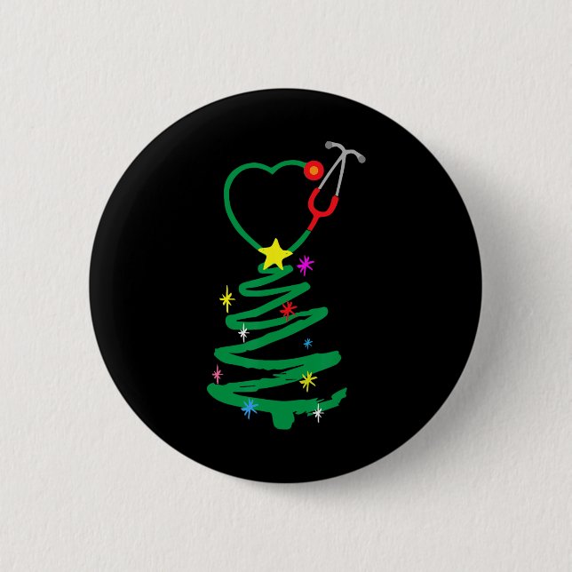 Badge Rond 5 Cm Infirmière sapin de Noël Stethoscope Infirmières X (Devant)