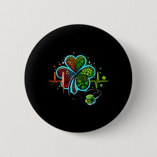 Badge Rond 5 Cm Infirmière Stéthoscope ECG Battement de coeur irla