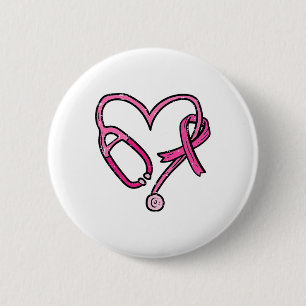 Badge Rond 5 Cm Infirmière stéthoscope rose Médicale cancer du sei
