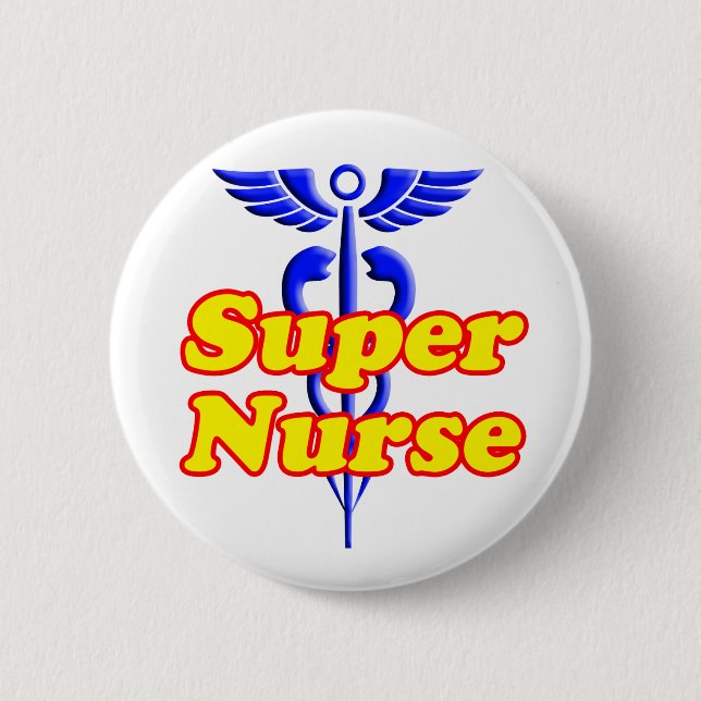 Badge Rond 5 Cm Infirmière superbe avec le caducée (Devant)