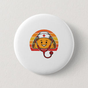 Badge Rond 5 Cm Infirmière Taco Rétro Gravure Vintage Design_1