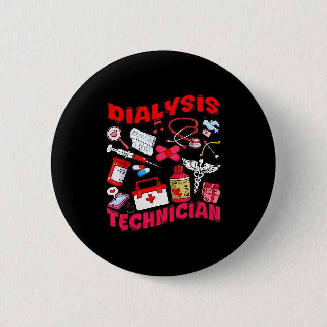 Badge Rond 5 Cm Infirmière technicienne en dialyse Outils de trava (Devant)