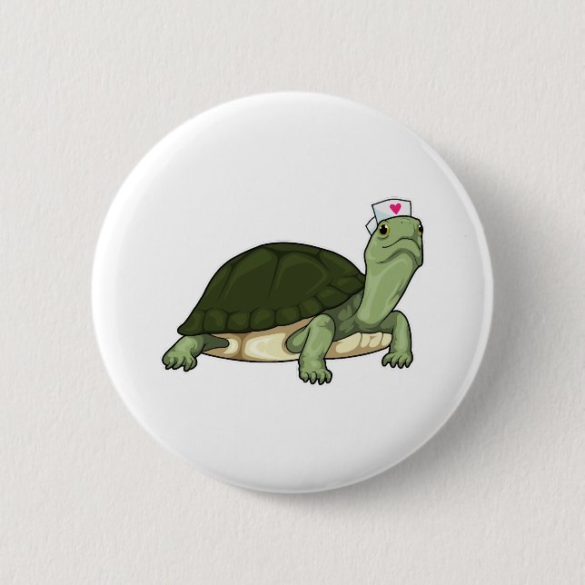 Badge Rond 5 Cm Infirmière tortue (Devant)