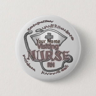 Badge Rond 5 Cm Infirmière visiteuse épingle Axiom