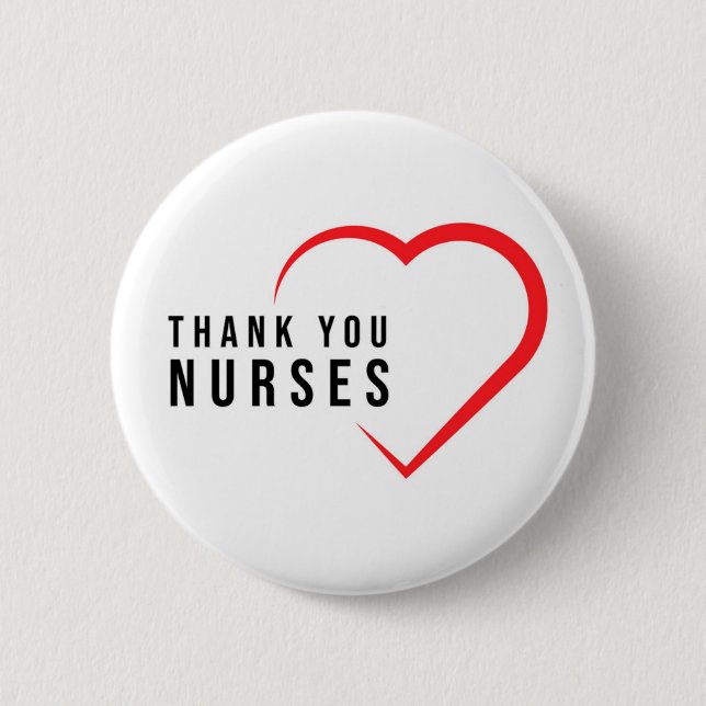 Badge Rond 5 Cm Infirmières Mercis | Coeur rouge (Devant)