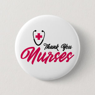 Badge Rond 5 Cm Infirmières Mercis  Rose