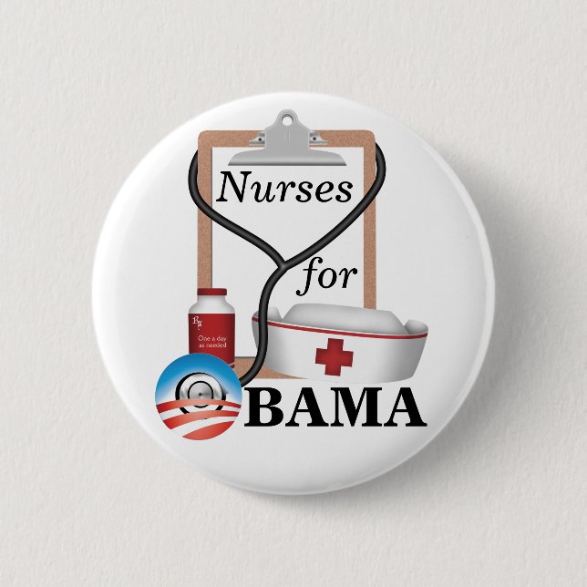 Badge Rond 5 Cm Infirmières pour Obama ! (Devant)