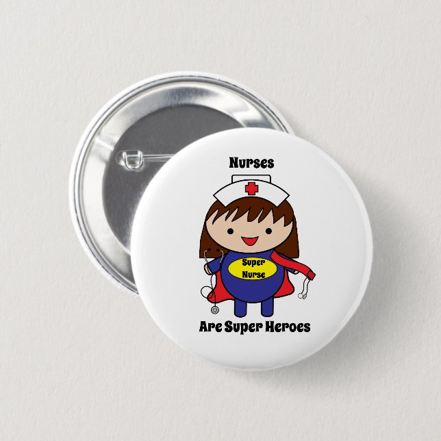 Badge Rond 5 Cm Infirmières Super Héros Cute Personnaliser (Devant & derrière)