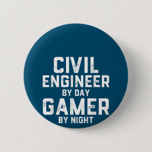 Badge Rond 5 Cm Ingénieur Civil Par Joueur De Jour Par Ingénieur D