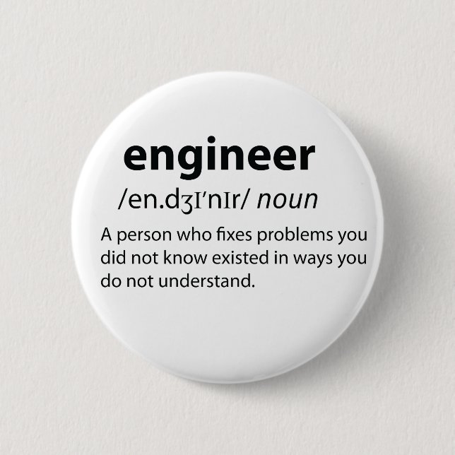 Badge Rond 5 Cm Ingénieur Définition de dictionnaire drôle (Devant)