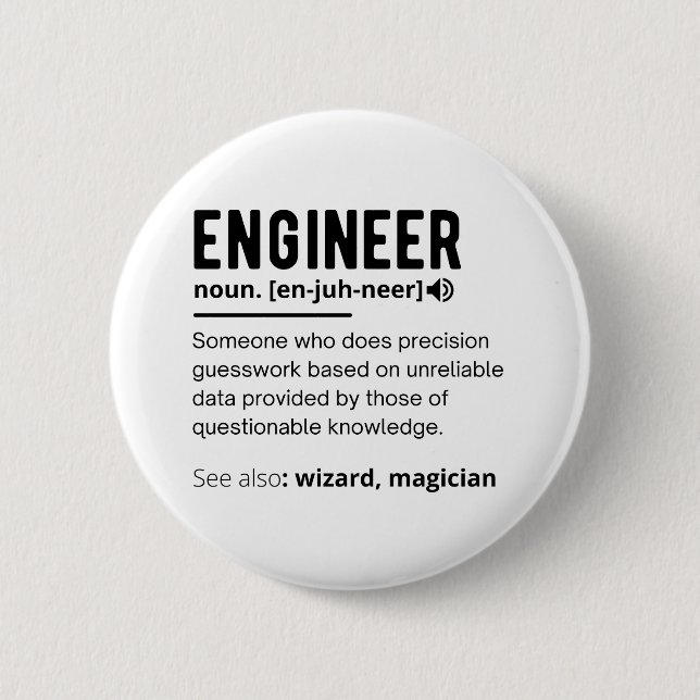 Badge Rond 5 Cm Ingénieur Définition Ingénierie Cadeau (Devant)