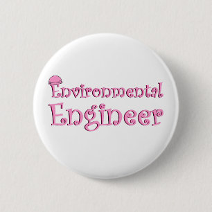 Badge Rond 5 Cm Ingénieur environnemental rose