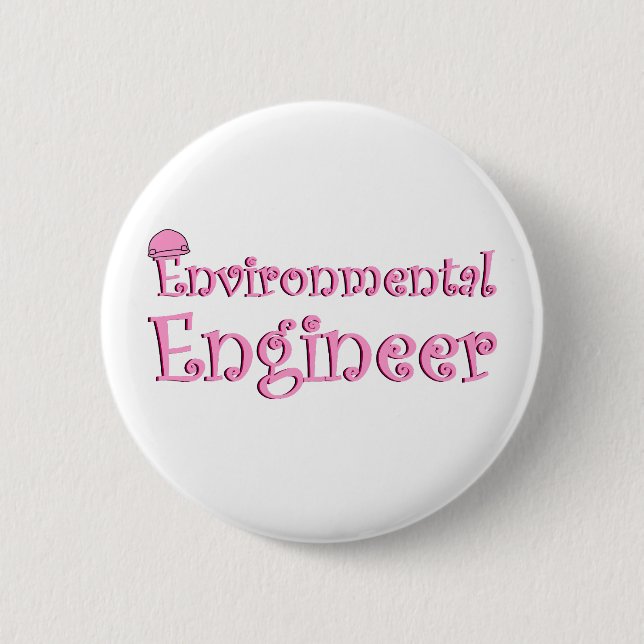 Badge Rond 5 Cm Ingénieur environnemental rose (Devant)