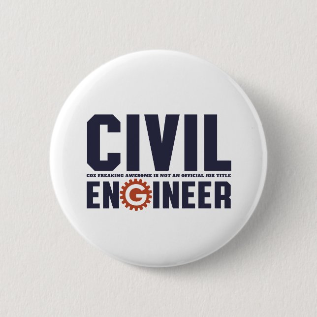 Badge Rond 5 Cm Ingénieur Geek amusant Humour génie civil (Devant)