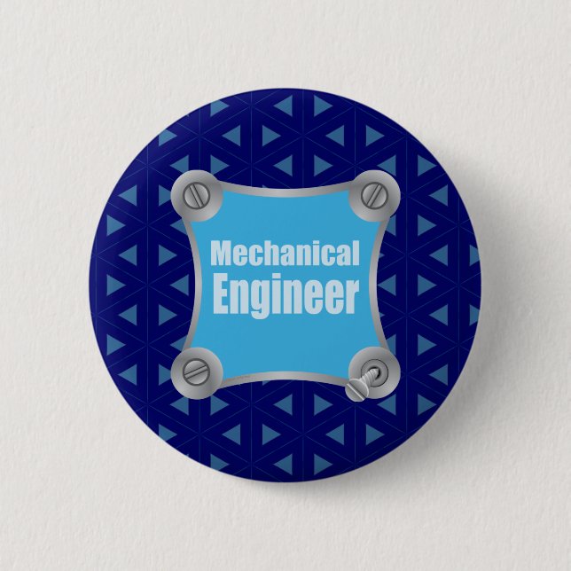 Badge Rond 5 Cm Ingénieur mécanique bleu (Devant)