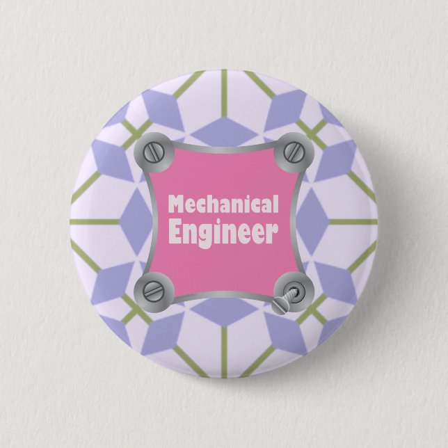Badge Rond 5 Cm Ingénieur mécanique rose (Devant)