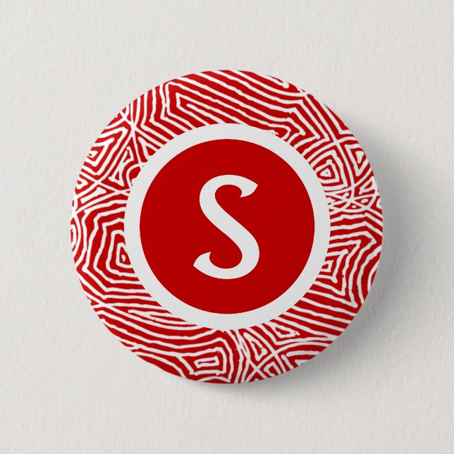 Badge Rond 5 Cm Initial in Red (Devant)