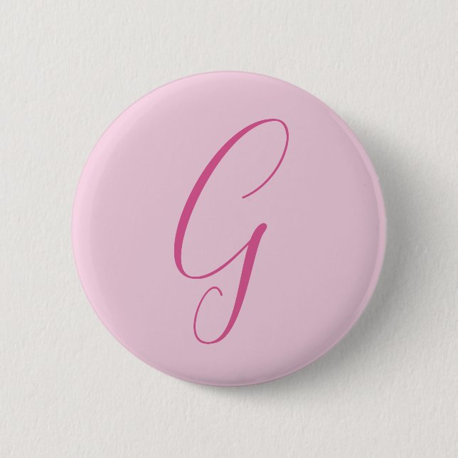 Badge Rond 5 Cm Initial Letter Monogram Light Pink Plain Chic (Devant)