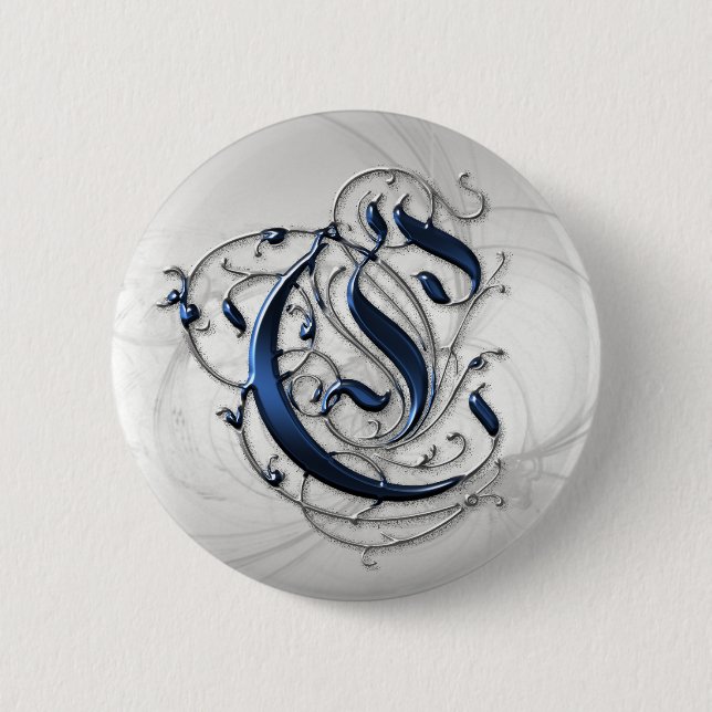 Badge Rond 5 Cm Initiale vintage C (Devant)