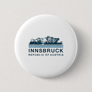 Badge Rond 5 Cm Innsbruck Autriche Montagnes Autrichien Ski Vintag