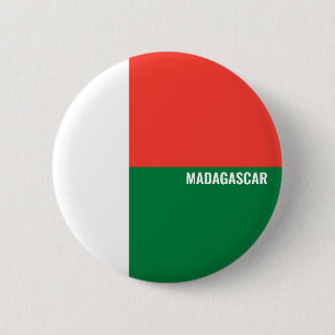 Badge Rond 5 Cm Inscription du drapeau de Madagascar Blanc Rouge V