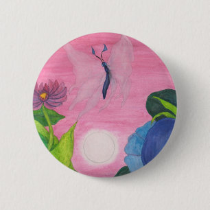 Badge Rond 5 Cm Insecter Papillon Transformation Peinture
