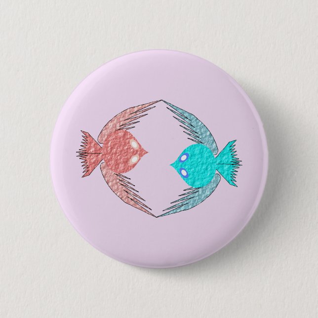 Badge Rond 5 Cm Inséparables roses et bleus mignons (Devant)