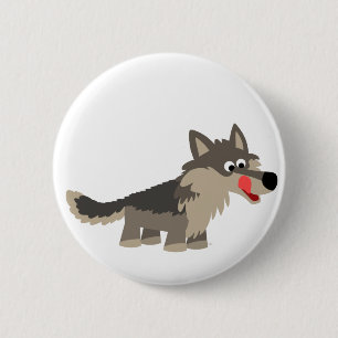Badge Rond 5 Cm Insigne affamé de bouton de loup de bande dessin