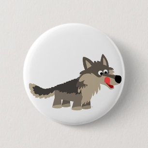 Badge Rond 5 Cm Insigne affamé de bouton de loup de bande dessinée