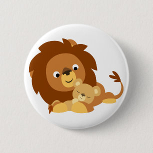 Badge Rond 5 Cm Insigne affectueux mignon de papa de lion de bande
