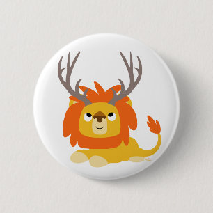 Badge Rond 5 Cm Insigne Antlered de bouton de lion de bande