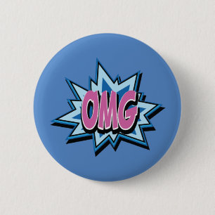 Badge Rond 5 Cm Insigne comique de bouton des textes "OMG"