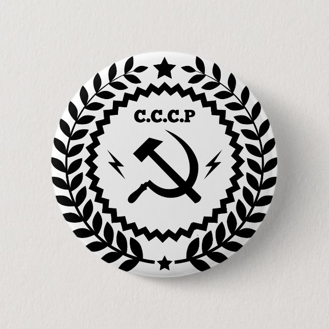 Badge Rond 5 Cm Insigne communiste de faucille de marteau de CCCP (Devant)