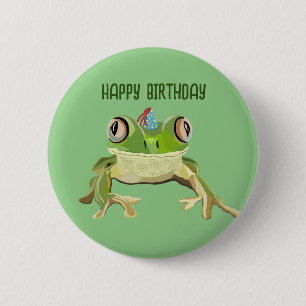 Badge Rond 5 Cm Insigne d'anniversaire de la grenouille