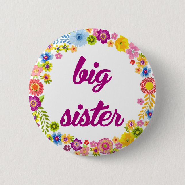 Badge Rond 5 Cm Insigne de baby shower - grande soeur (Devant)