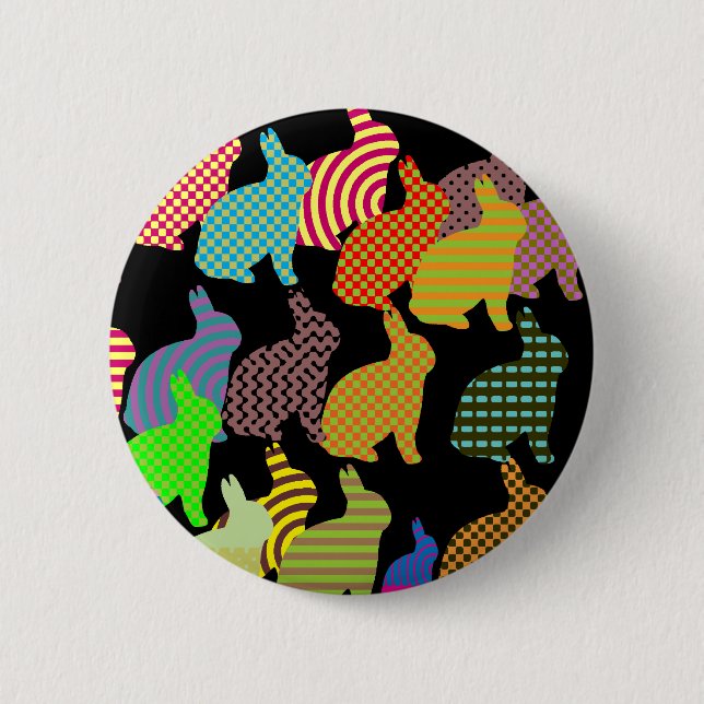 Badge Rond 5 Cm Insigne de bouton de lapins (Devant)