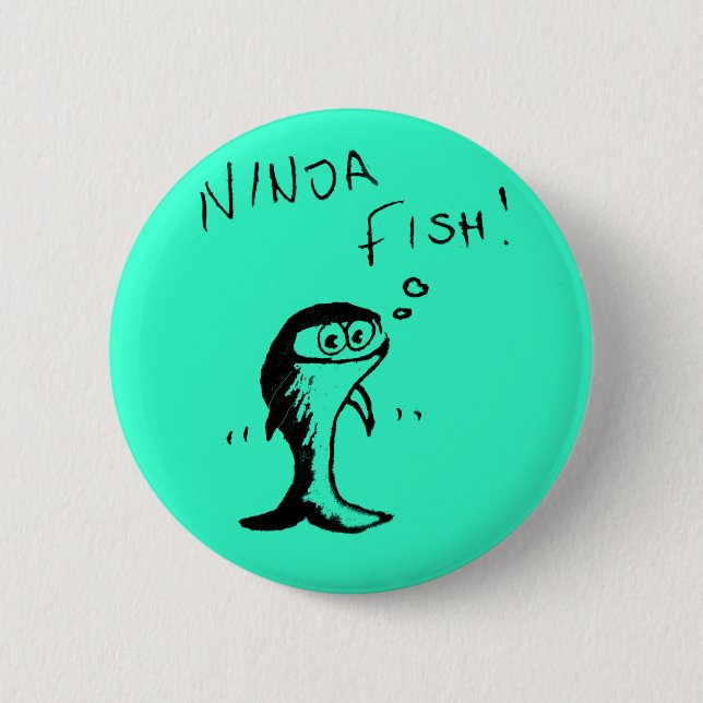 Badge Rond 5 Cm Insigne de bouton de poissons de Ninja (Devant)