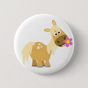 Badge Rond 5 Cm Insigne de bouton de poney et de fleur de bande