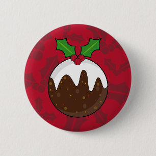 Badge Rond 5 Cm Insigne de bouton de pudding de Noël