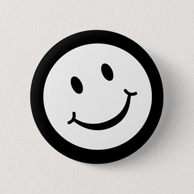 Badge Rond 5 Cm Insigne de bouton de sourire en noir et blanc (Devant)