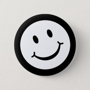 Badge Rond 5 Cm Insigne de bouton de sourire en noir et blanc