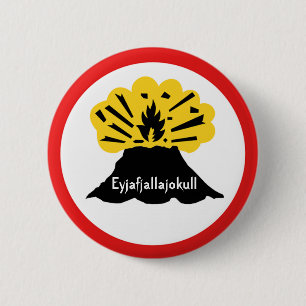 Badge Rond 5 Cm Insigne de bouton de volcan d'Eyjafjallajokull