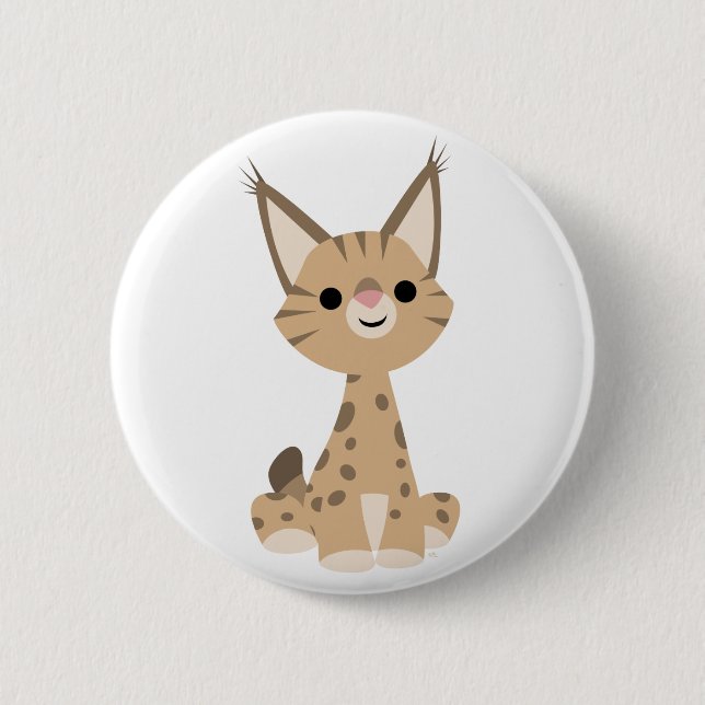 Badge Rond 5 Cm Insigne de bouton Lynx du dessin animé mou (Devant)