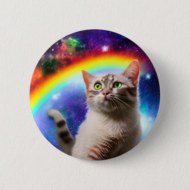 Badge Rond 5 Cm Insigne de chat spatial (Devant)