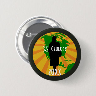 Badge Rond 5 Cm Insigne de Diplômé en Géologie (Femme)